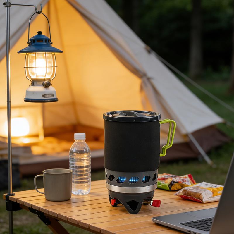 Portable Outdoor Gas Stove for Camping and Picnics - Integrated Water Boiling and Tea Brewing Cookware