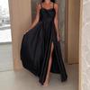 Summer New Solid Color Slit Suspender Maxi Tube Top Dress Sexy Women's Evening Dress For European And American Ladies