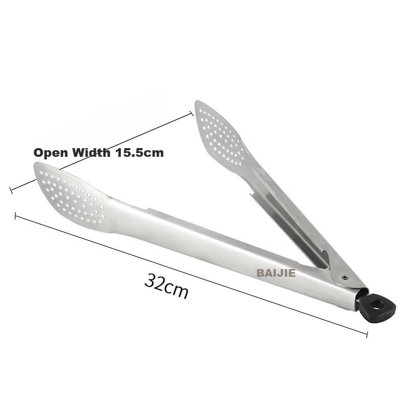 Baijie 304 Stainless Steel Steak Tongs, Multifunctional Food Tongs, Barbecue Tongs, Kitchen Bread Food Tongs, Baking Tools