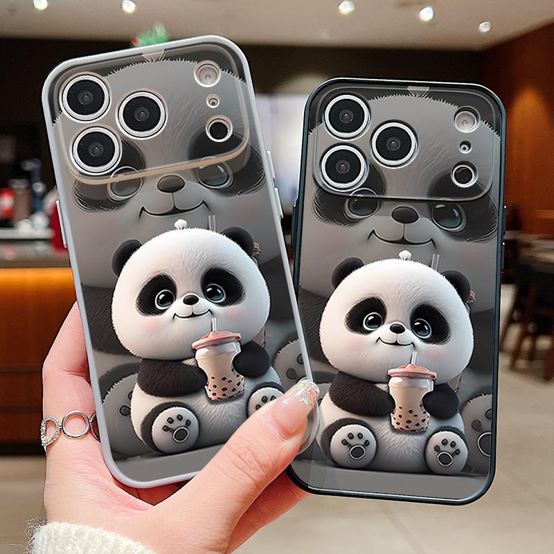 Milk Tea-drinking Panda Case For iPhone 17 Pro Max Magnetic For Magsafe Skin Feeling Cover For iPhone 16 15 14 13 Pro Max
