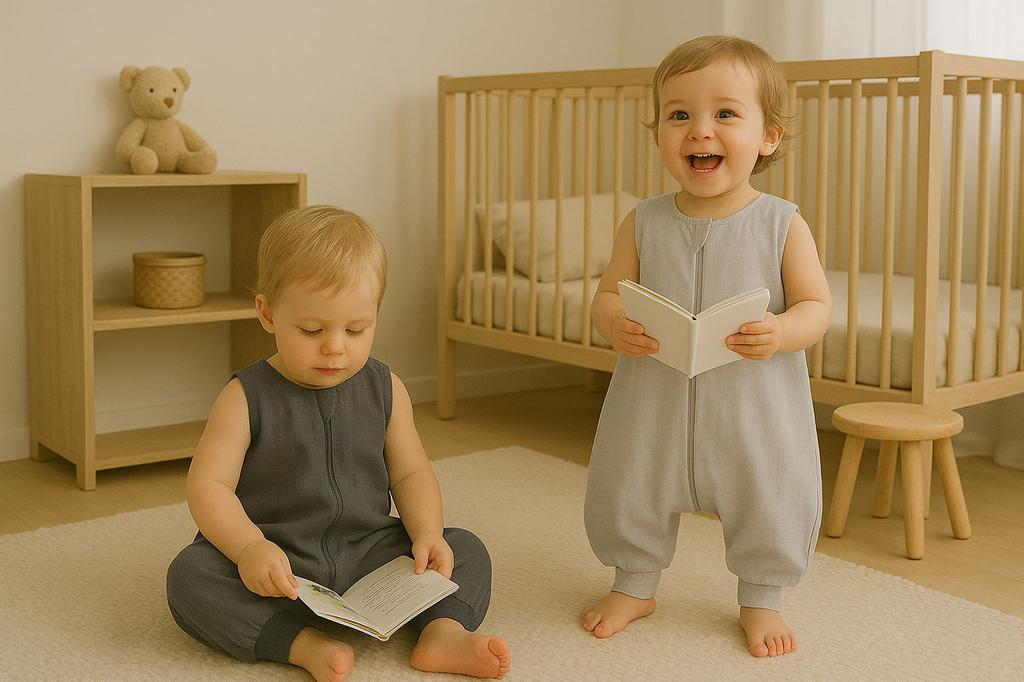 Musselin Schlafsack für Kinder mit Beinen L 9-24 Monate Sommer TOG 1.0 - grau