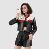 Women’s Short Motorcycle Jacket Pilot Jacket Leather Outerwear Fashionable Designer Faux Leather Jacket