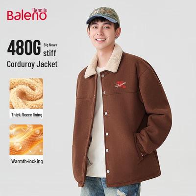 Baleno Men's Warm Lapel Corduroy Fleece Jacket