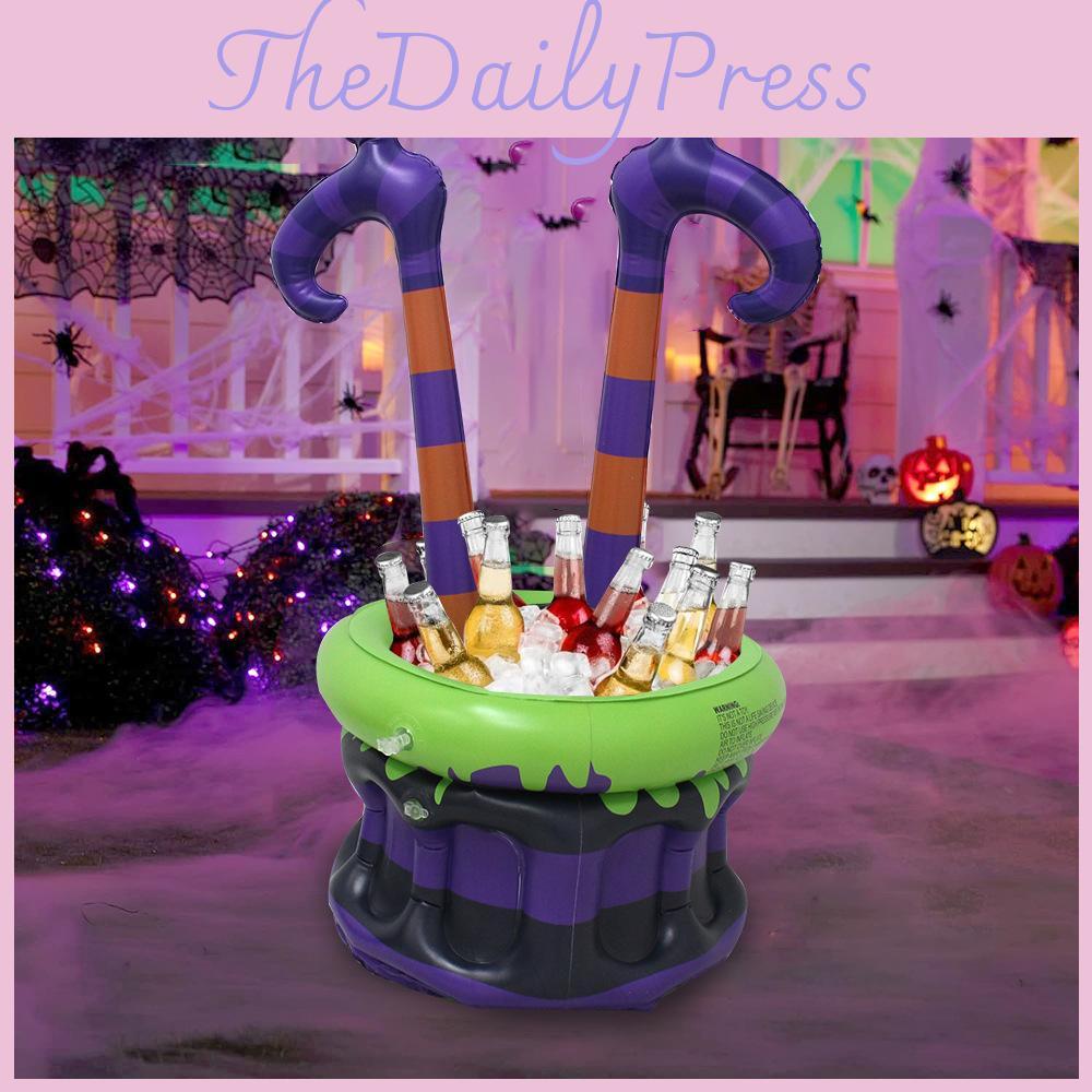 Inflatable Pvc Witch Ice Bucket For Halloween With Cold Drink Dispenser Toy