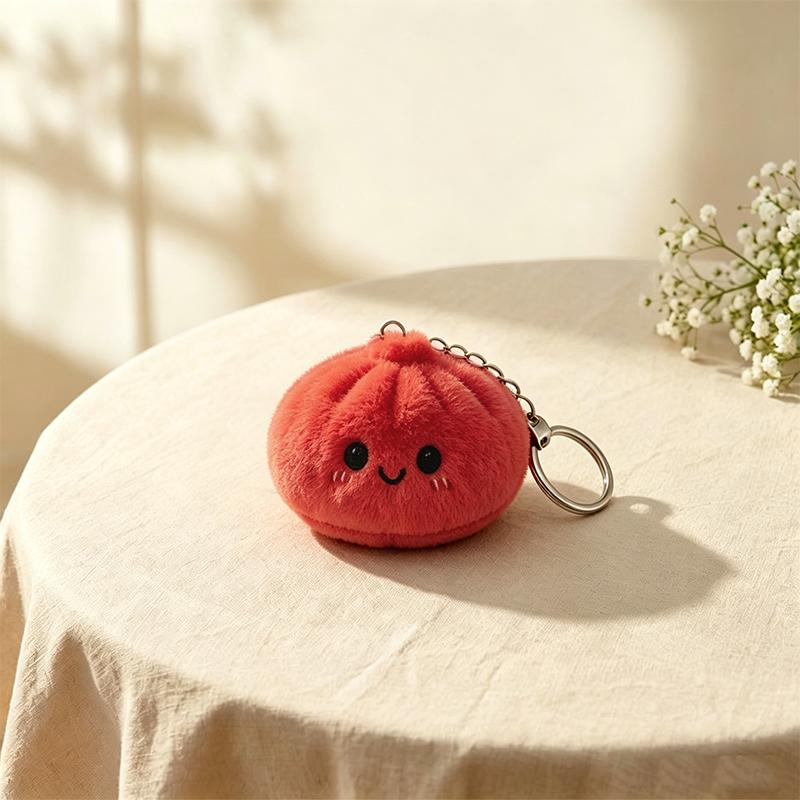 

New Cute Cartoon Steamed Bun Stress Relief Plush Toy Squeeze Fidget Keychain Small Pendant Bag Charm Gift червоний