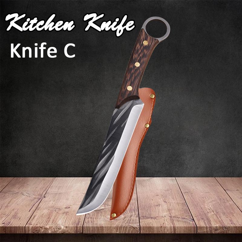 Professional Kitchen Boning Knife Stainless Steel Meat Cutting Butcher Knife Wood Handle Multifunctional BBQ Knives with Cover