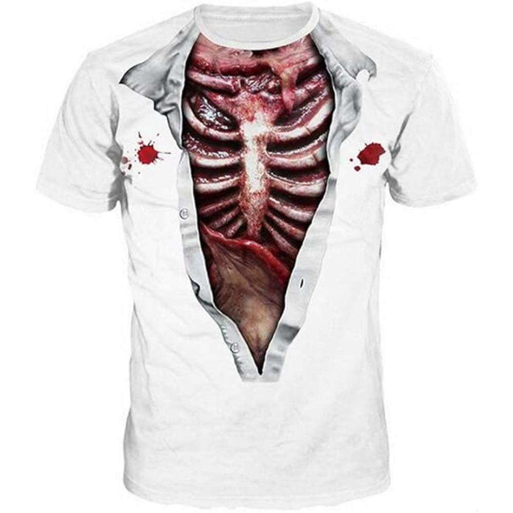 New Halloween Skeleton 3D Graphic T Shirts For Men Women Harajuku Round Neck Tees Tops Clothing Skull Halloween Costume T-shirt