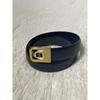 Used Yves Saint Laurent Genuine Leather Belt Navy Gold