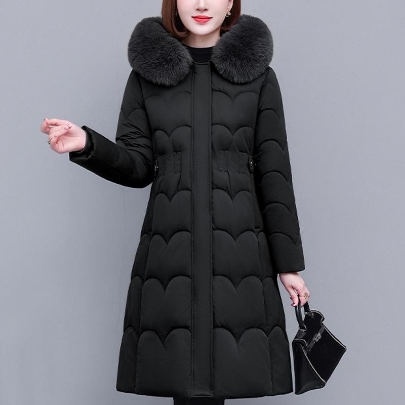 

Женские зимние пальто с капюшоном, элегантные толстые теплые парки больших размеров, женская куртка с воротником из искусственного меха M чёрный