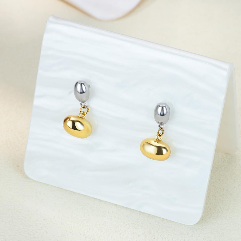 Luxury Double Spliced Oval Stud Earrings For Women Stainless Steel Drop Earring Fashion Aesthetic Christmas Jewelry Gift