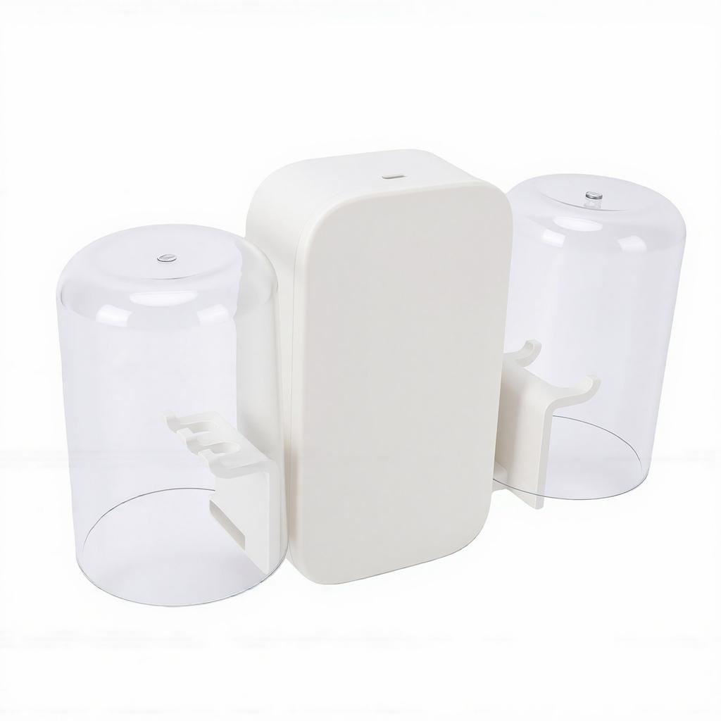 Toothbrush Cleaner Rechargeable Wall Mounted Tooth Brush Holder with 2 Slots and Timer Function for Bathroom