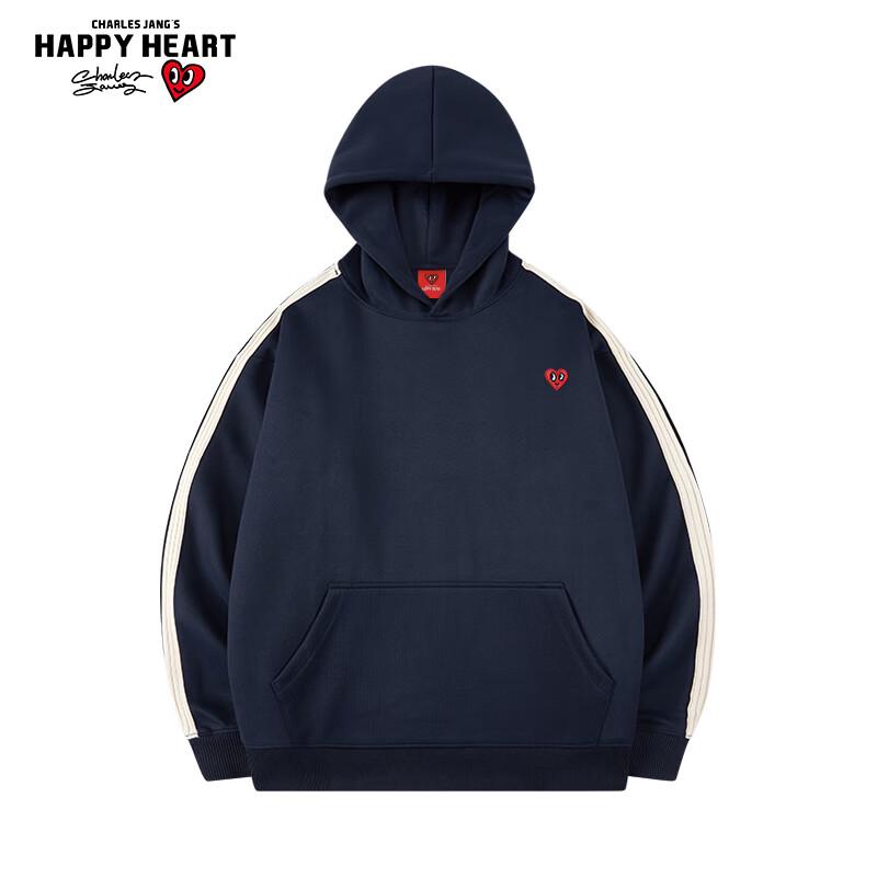 Charles Peach Heart Love Embroidery Hooded Sweatshirt