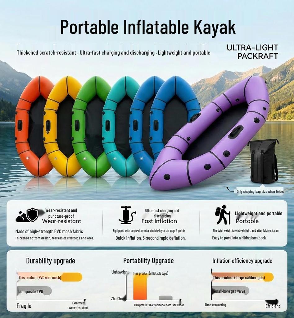Hard Shell Inflatable Kayak Backpack - PVC Mesh & Hard Bottom Assault Boat
