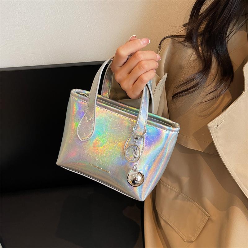Handheld small bag women's new ins fashion minimalist style shoulder messenger bag oily leather bucket bag