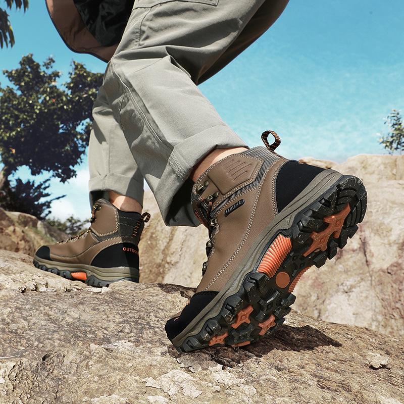 Men's Hiking Boots Waterproof Leather Ankle Boots Outdoor Camping Climbing Shoes Trekking Sneakers for Men Casual High Top Boots