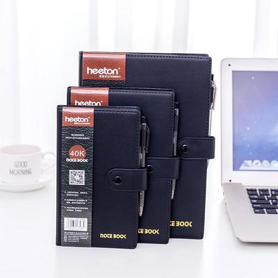 Business Leather Cover Notepad & Planner - Black, Buckle Closure, Minimalist Design