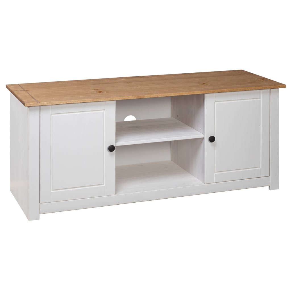 TV Cabinet White 120x40x50 cm Solid Wood Panama Pine