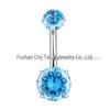 F136 Titanium 4-Prong 5A Cubic Zirconia Navel Ring - G23 Titanium Belly Button Piercing Jewelry