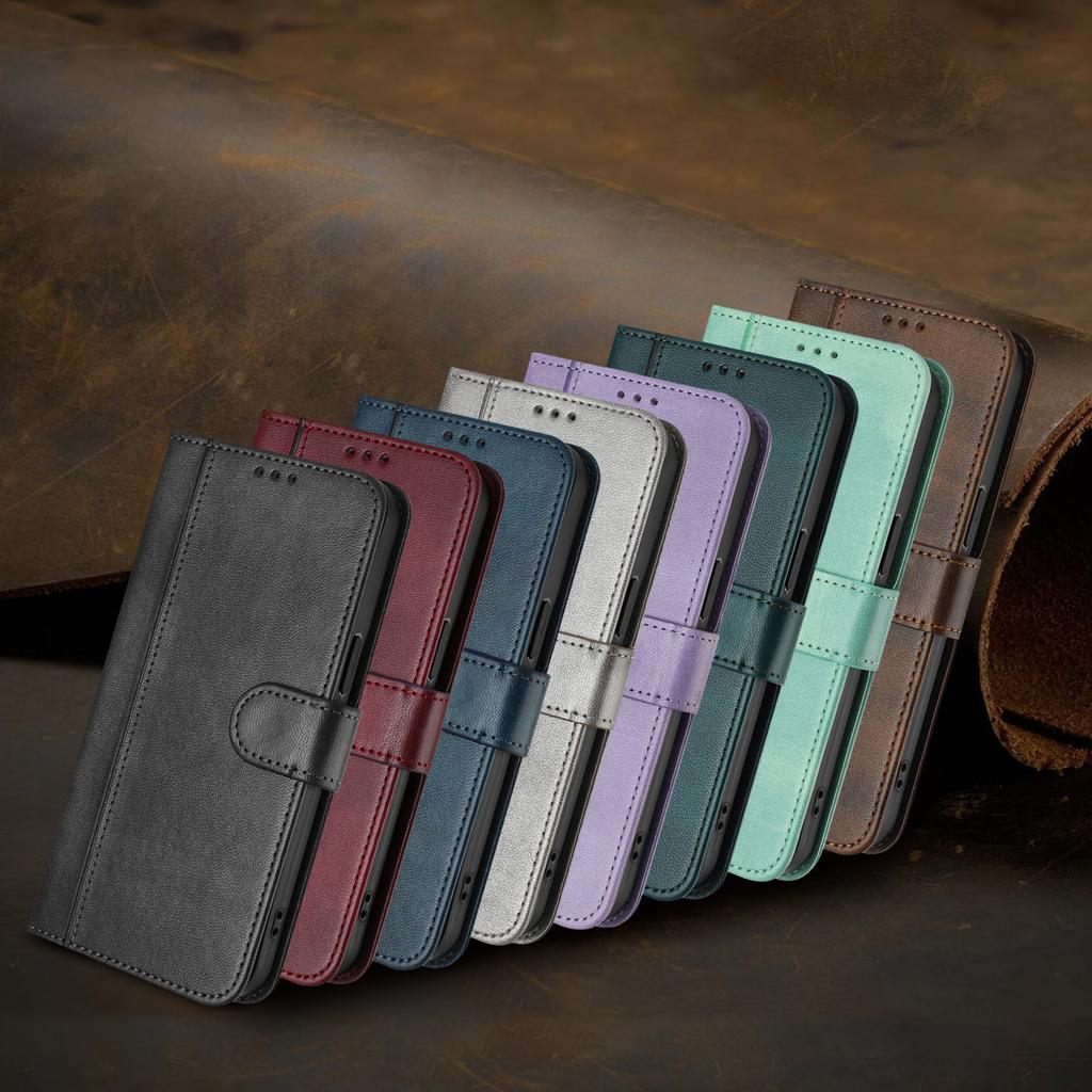 Luxury Simple Line Leather Case For TCL 50 Pro NxtPaper/40XL/30T (T603DL)/50 XL/TCL 501/60R Card Slots Magnetic Attraction Stand Shockproof Flip Cover