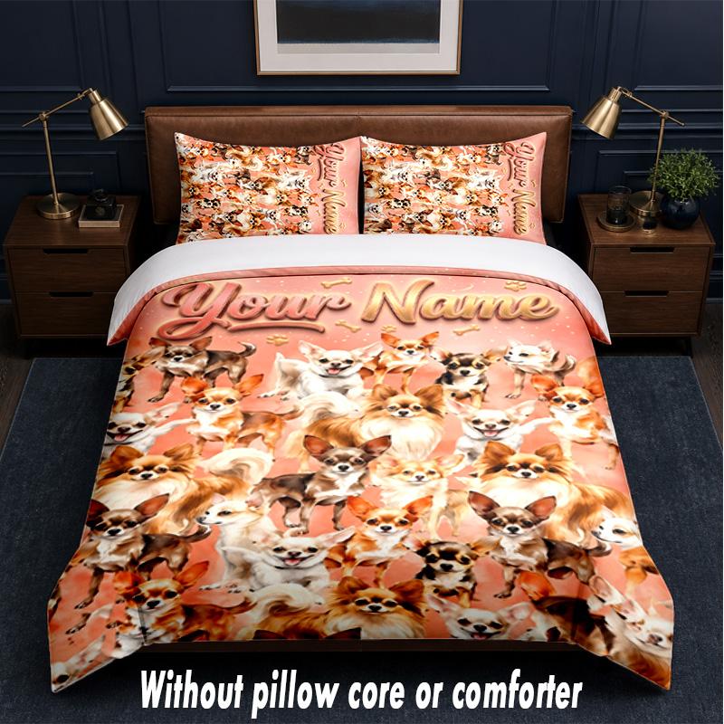 Decorative Artwork Theme Custom Text Or Name 3Pcs Bedding Set,1 Flat Sheet & 2 Pillowcases Personalized Home Bedding