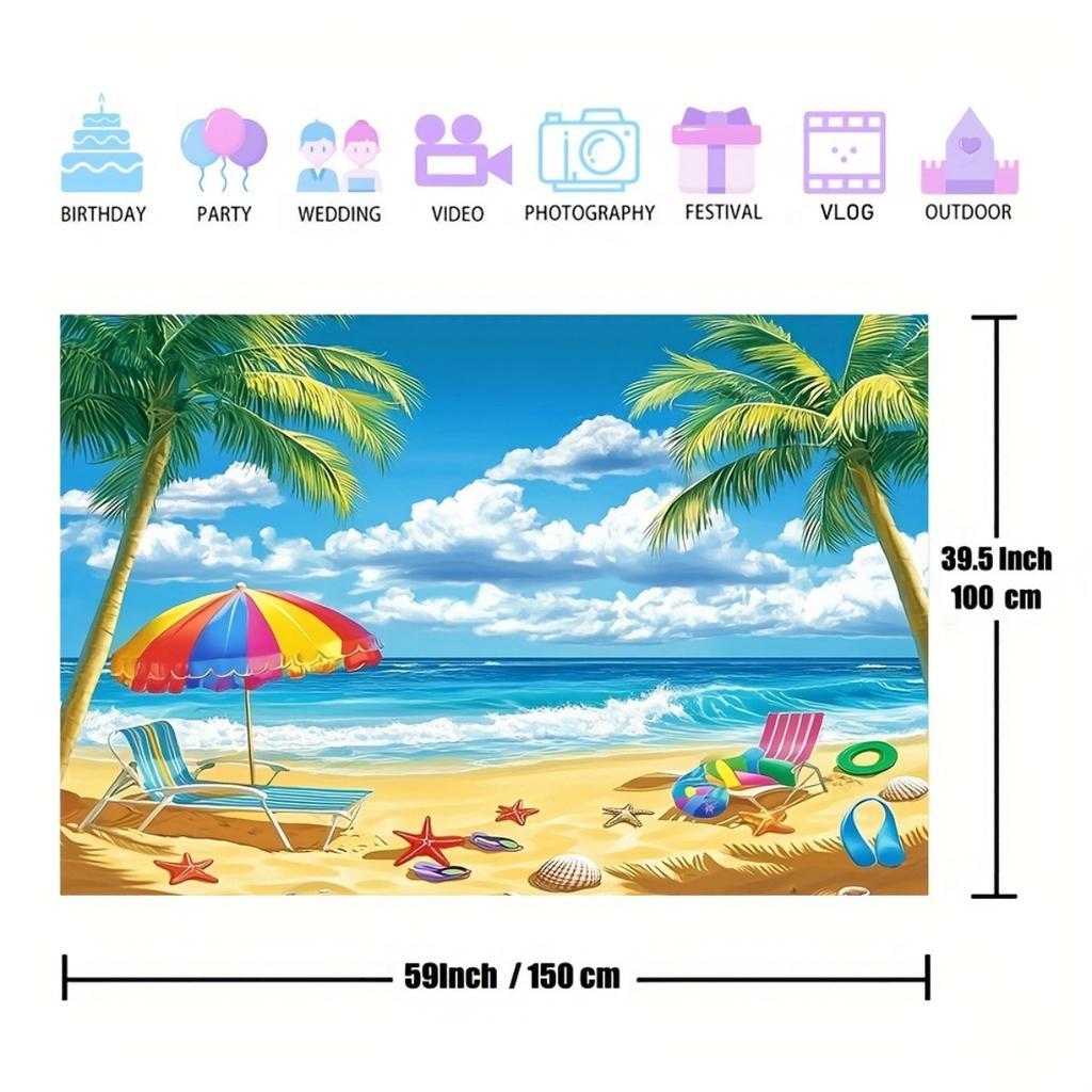 2D plane 1 piece of tropical beach background fabric photo background decorative scene