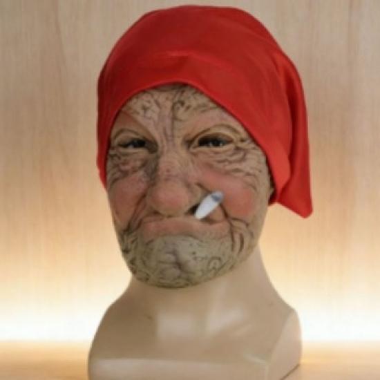 

Halloween Smoking Old Lady Mask Latex Headgear Cosplay Elderly character masks can be customized with labels Smoking old lady