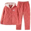 Pajamas Women'S Winter Coral Fleece Flannel Padded Jacket Three-Layer Thickened Fleece Can Be Worn Outside Loungewear Warm Suit