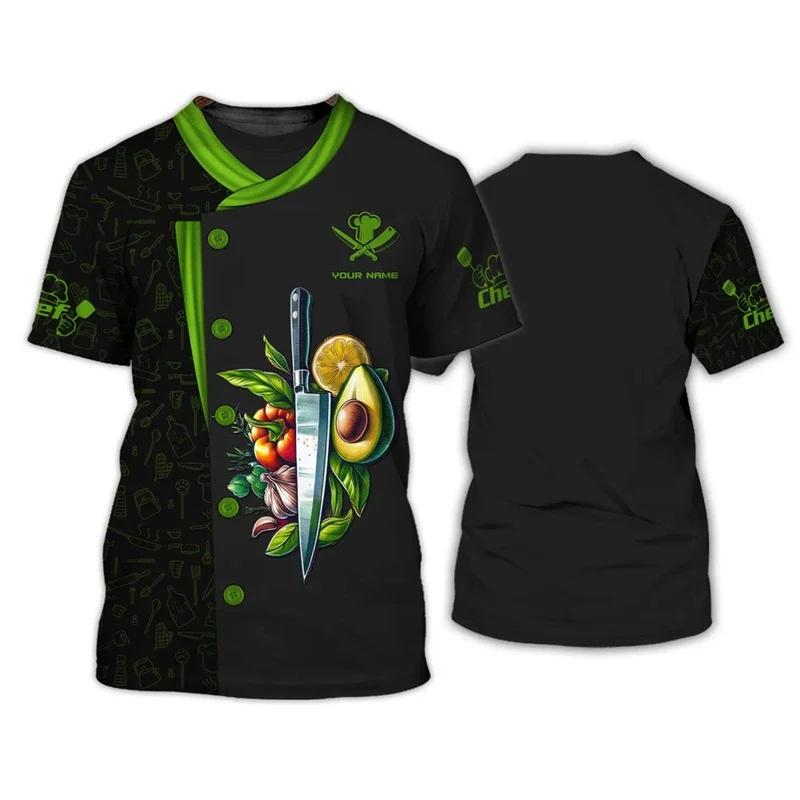 Round Neck Fun Chef 3D Printed T-shirts Fashionable Short Sleeved Men's T-shirts - Soft Medium Stretch Polyester Fabric Summer Relaxed Fit Clothing