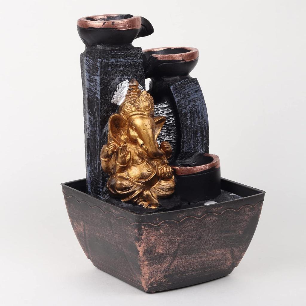 Lord Ganesha Vannfontene 3-trinns vannfontene for hjem, kontor, soverom og som gave