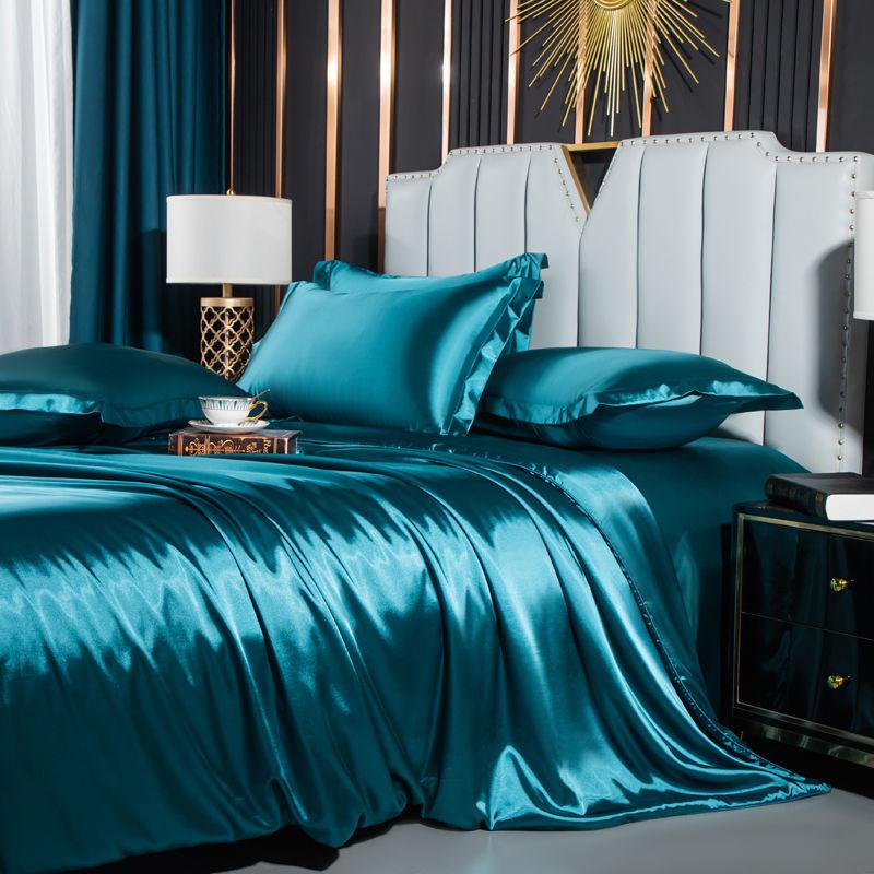 Bedding Set Solid Color Luxury Bedding Kit Rayon Satin Duvet Cover Set Twin Queen King Size Bed Set 4pcs Home Textile
