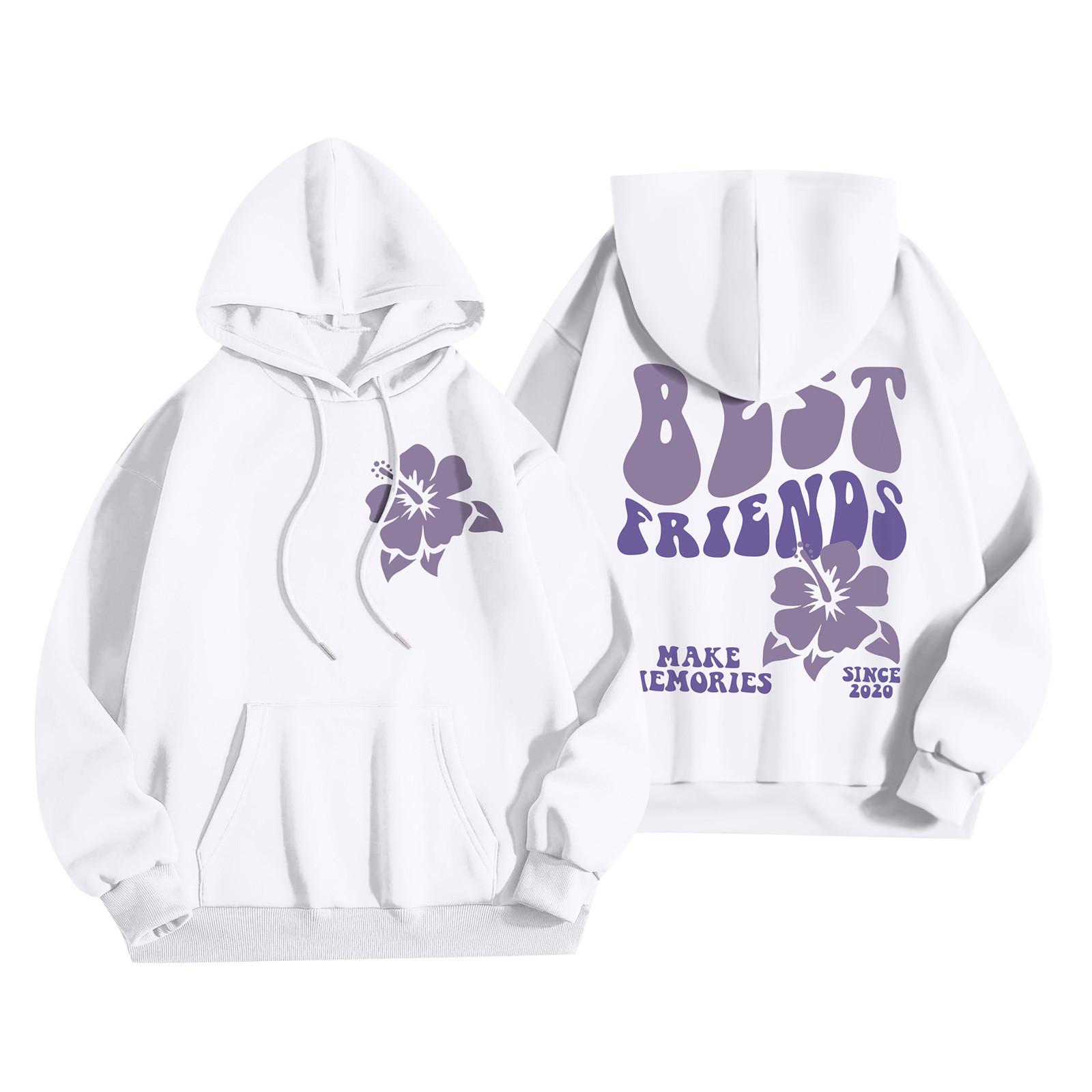 

Світшоти для дівчаток-підлітків, з довгим рукавом і літерним принтом, повсякденні толстовки з графічним малюнком, пуловер із зав’язками, милий великий худі XL білий