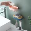Wall-mounted Soap Box Draining WaterHanging Items No Need To Drill HolesBathroom Storage Rack with Hooks