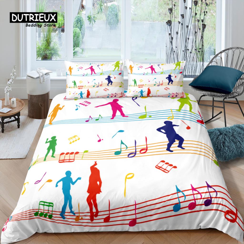 Home Living Luxury 3D Music Dance Bedding Set Comfortable Duvet Cover Set Kids Bedding Set Queen and King EU/US/AU/UK Size
