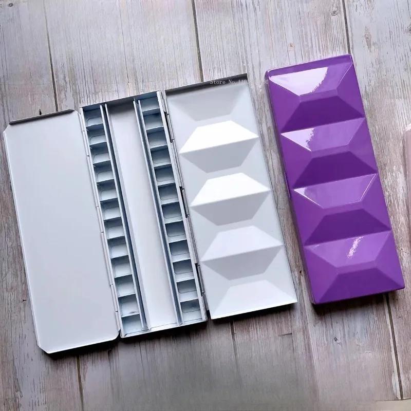 

24 Color 2ml Grid Three Fold Iron Box Watercolor Pigment Subpackage Palette Art Students Outdoor Painting Watercolor Palette Box фиолетовый