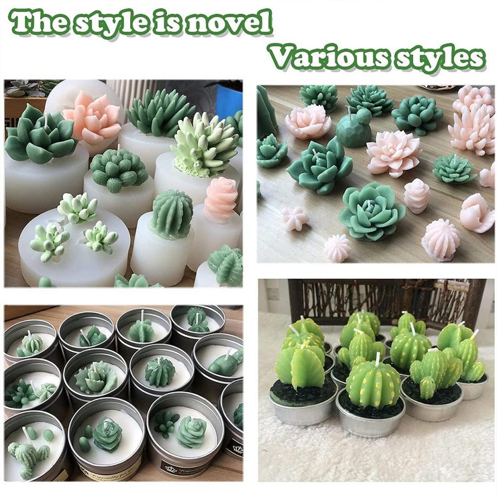 9Pcs Succulent Silicone Mold Easy To Release DIY Cactus Plant Soap Scented Candles Crafts 3D Epoxy Casting Mould Home Decoration