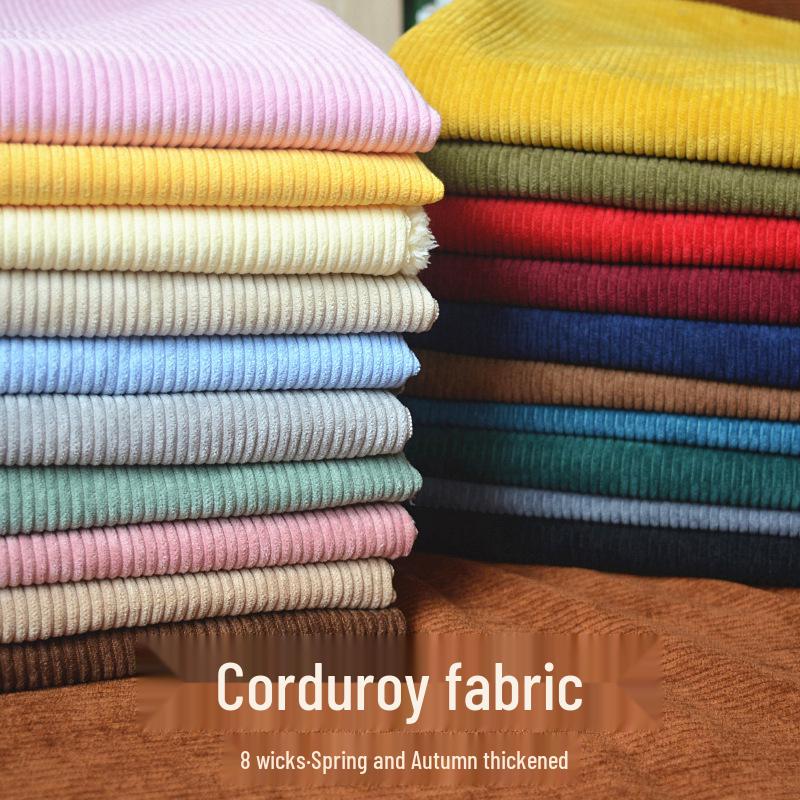 Solid-Color Ribbed Corduroy Jacket and Shirt-Smock in Silk Fabric