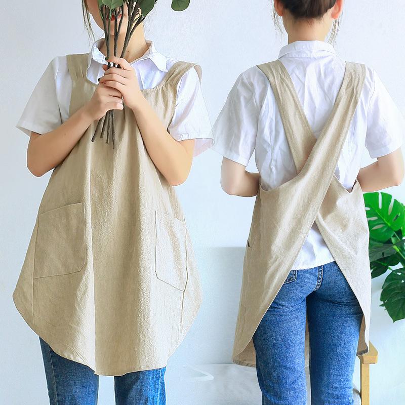 Cross Back Aprons For Women, Smock Apron With Pockets Cute Gardening Dress Crossed Aprons For Women With Pockets Aprons