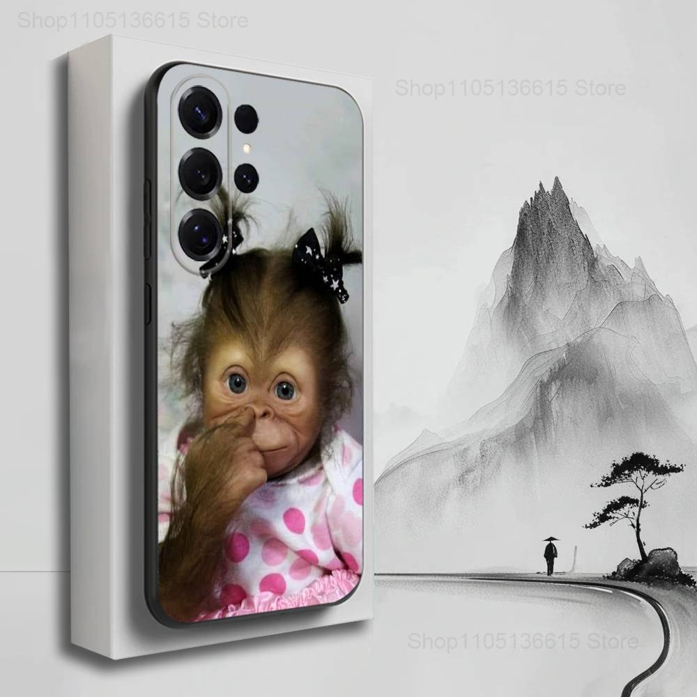 Funny Monkey Cute  Case For Samsung S21,S9,S22,S25,S20,S10,Plus,Ultra,S24,S23,FE,Lite,Soft Silicone Black