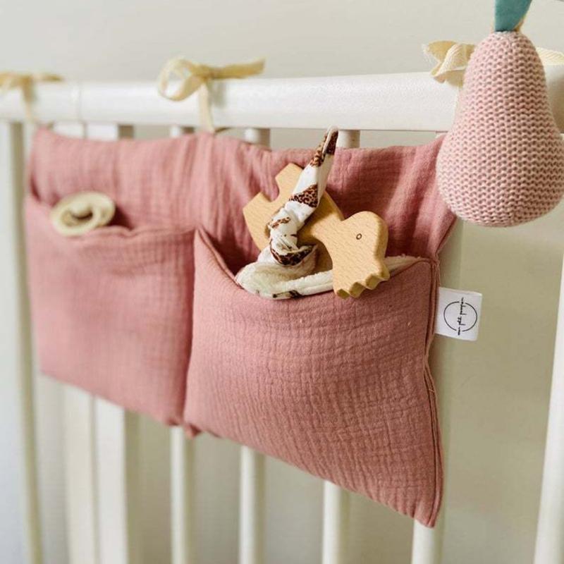 Crib Cotton Diaper Bottle Molar Toy Storage Bag Used to Store Baby's Clothes Diapers Toys Easy to Hanging High Quality