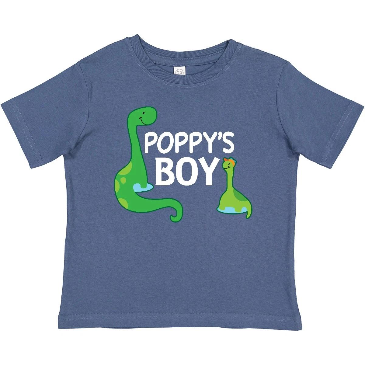 Inktastic Poppy s Boy Grandson Baby T-Shirt Poppy Grandpa Boys Dinosaur Dino 100