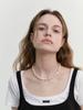 Love Me Monster Baroque Pearl Sheer Ribbon Necklace (L241Mnk010)