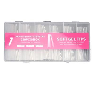 240pcs Long Fake Nail Professional Home Salon DIY Transparent Full Cover Nail Tip for Nail Artist Novice