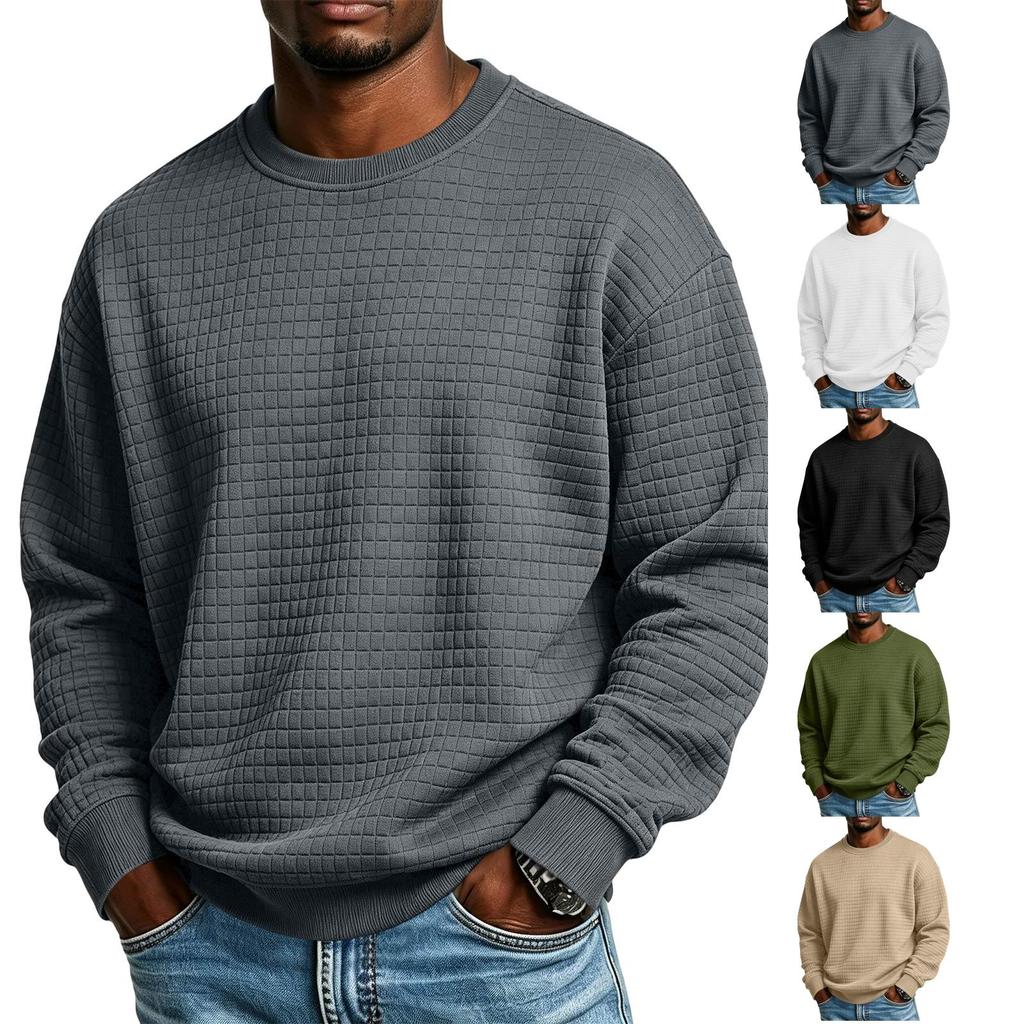 Herren Slim Fit Karo-Hals Langarm Top für Outdoor, Freizeit und Alltag