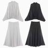Polka Dot Bow Tie Shirt & Long Skirt - European & American Women's Fashion