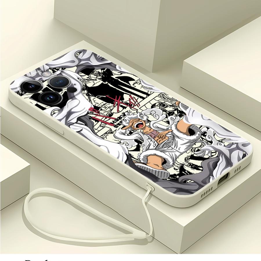 Handyhülle für Apple iPhone 14 Pro 13 15 11 15Plus 12 16 7 8 XS XR 16Pro Max Weiche Hülle O-One Piece Luffy 5. Gang