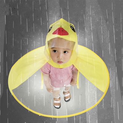 Children Cute Duck Rain Coat UFO Umbrella Hat Hands Free Raincoat