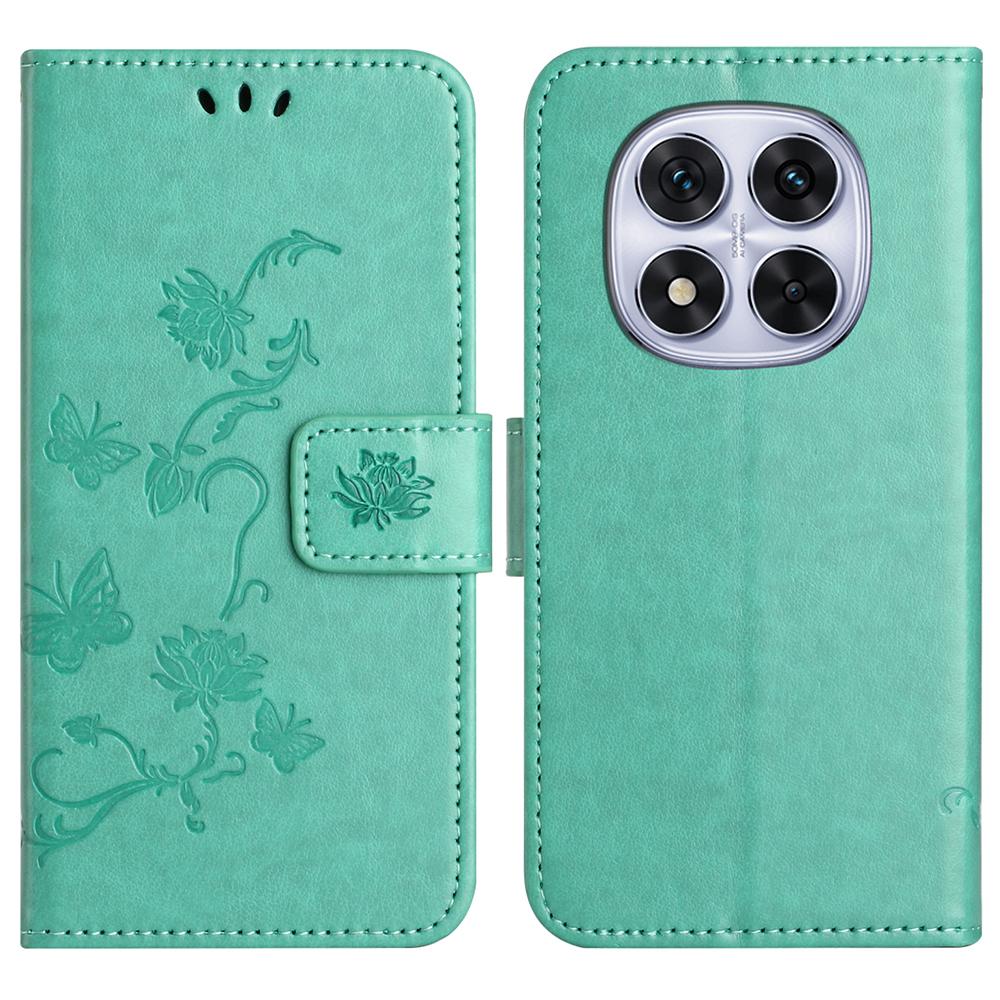 For Xiaomi Redmi Note 14 Pro+ 5G/Note 14 Pro 5G/Poco X7 5G Case Wallet Stand Imprinted Butterfly Flower PU Leather Phone Cover