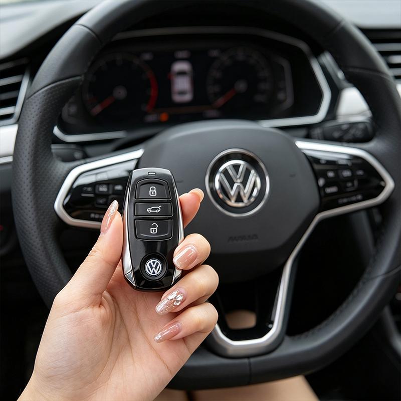 For VW 5Pcs VW Car Remote Key Logo Sticker Aluminum Emblem For VW Polo Golf GTI Touran Tiguan Jetta Passat CC T5 Magotan Scirocco Caddy ES1