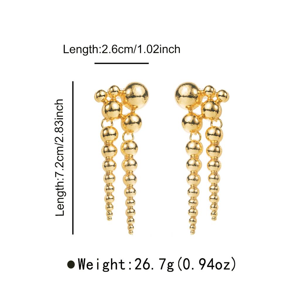 Women Fashion Elegant Multi Layer Ball Beaded Long Earrings Retro Luxury Minimalist Design High Grade Dangle Ear Jewelry