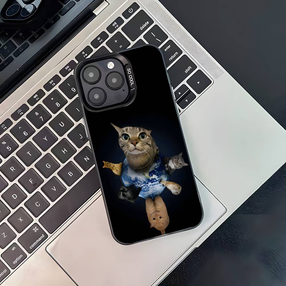 

Ctue Memes Cat Phone Case For iPhone 17,16,15,14,13,12,11,Pro,XS,Max,Plus,Mini,SE4,E Black Matte Shockproof Cover iPhone15PROMAX